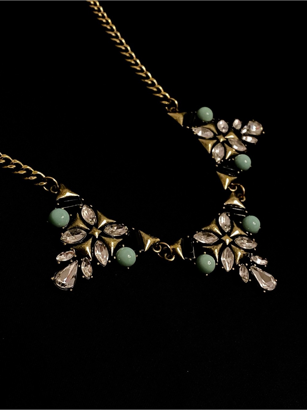 Statement Crystal & Mint Green Bib Necklace